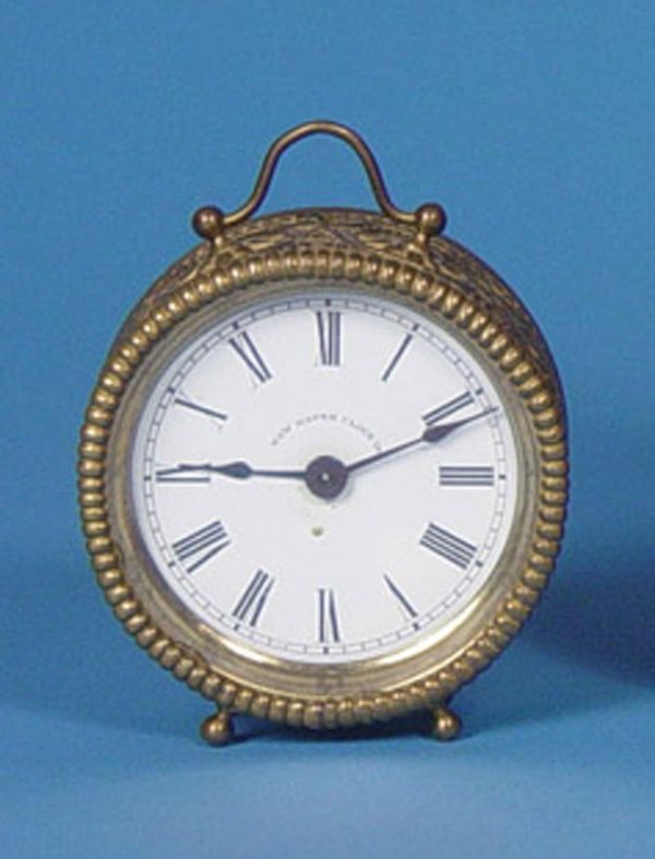 New Haven Ornate Round Brass Carriage Clock