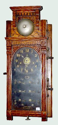 Antique Oak Burglar Alarm Clock with Bell