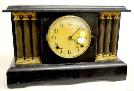 Gilbert 6 Column Black Mantel Clock