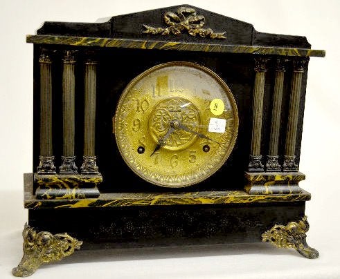 Adamantine Black Mantel 6 Column Clock