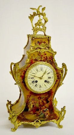 French Japy Frères Painted Wood Mantel Clock