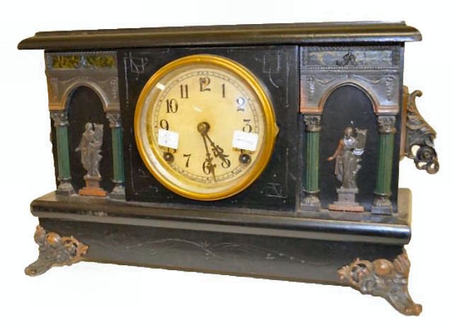 Sessions Black Enameled Mantel Clock, “Nevin”