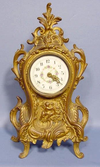 Spelter Novelty Clock with Cherubs