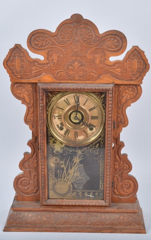 ANTIQUE OAK KITCHEN CLOCK & ALARM