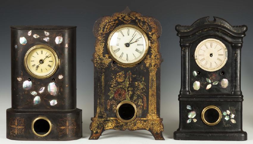 Three Iron Front Shelf Clocks