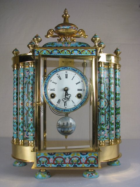 CLOISONNE CRYSTAL REGULATOR CLOCK