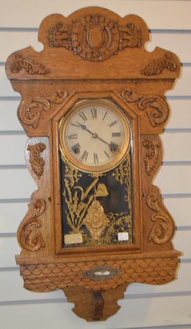 Antique Oak Sessions Hanging Kitchen Clock