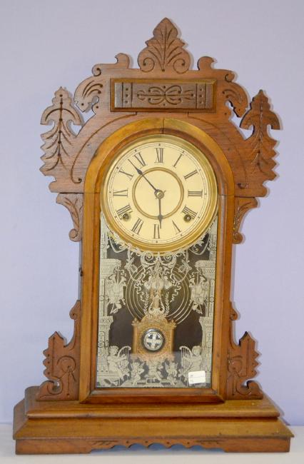 Antique E.N. Welch Walnut “Lotta” Kitchen Clock