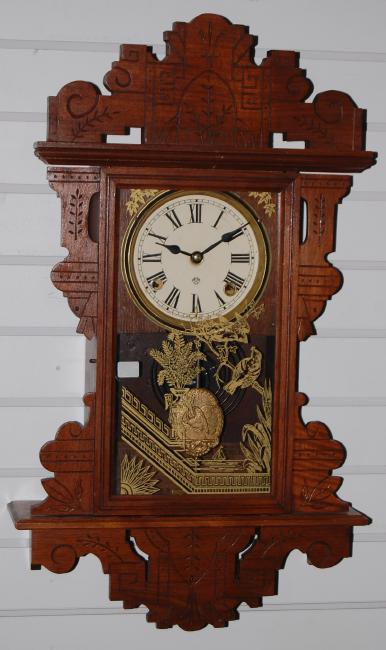 Ansonia Walnut Hanging Kitchen Clock