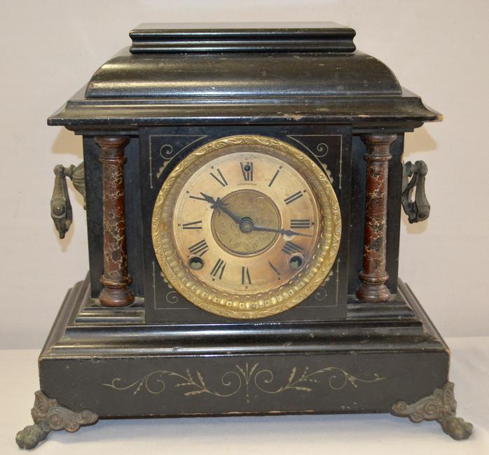 Antique Sessions Black Mantel Shelf Clock