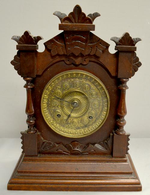 Ansonia Walnut Fancy Cabinet Clock