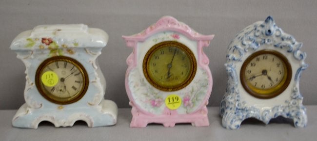 3 Antique Miniature China Clocks