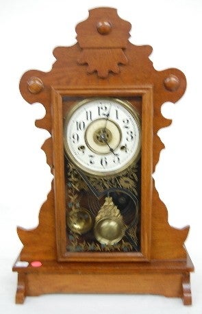 Antique Oak Kitchen Clock w/Alarm