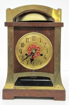 Antique Art Nouveau Bell Top Shelf Clock