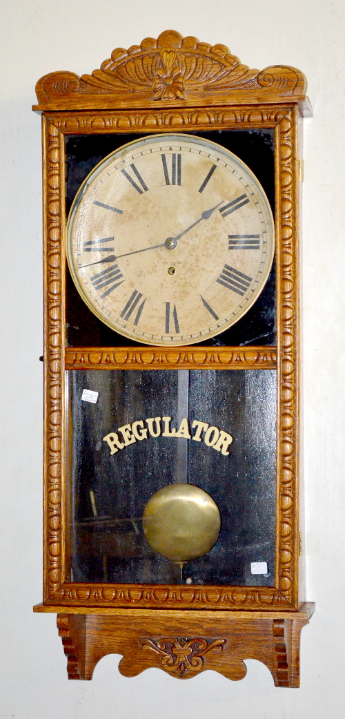 Antique New Haven Oak “Tampa” Store Regulator