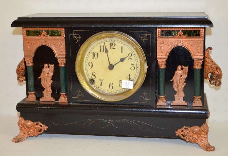 Antique Sessions Black Enameled Mantel Clock