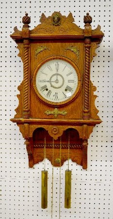 Waterbury “Study” Oak 2wt Wall  Clock