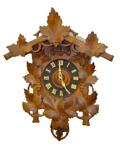 Antique 3 Wt. Grape Carved Cuckoo & Quail Clock