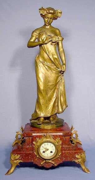 French Art Nouveau Meditation Statue Clock