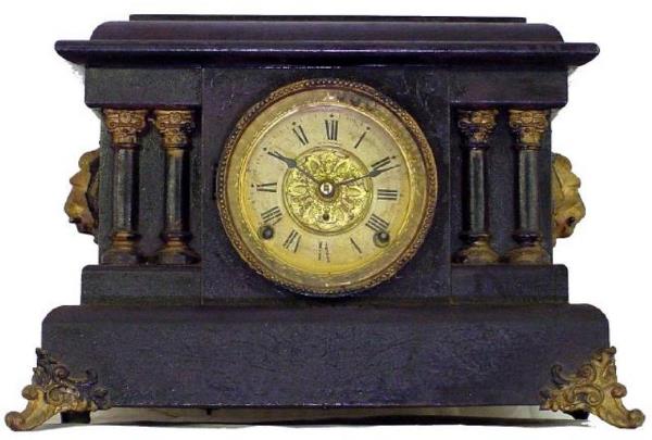 Black Wooden Mantel Seth Thomas Clock