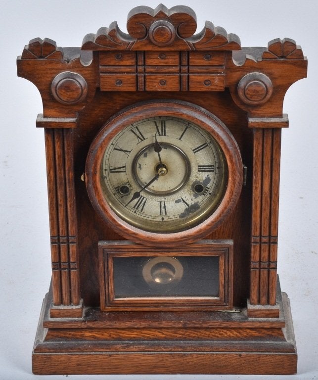 ANTIQUE NEW HAVEN CABINET SHELF CLOCK