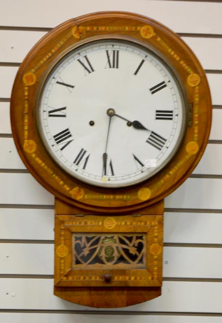 Antique New Haven Inlaid Wall Clock