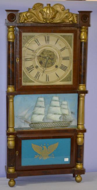 Antique Triple Decker Weight Driven Clock