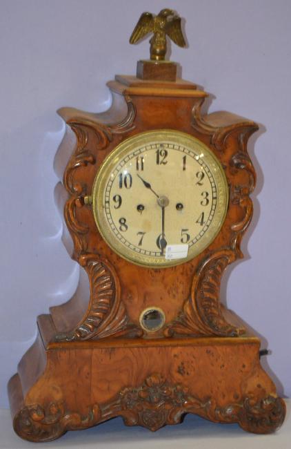 Antique Carved Wood Musical Shelf Clock