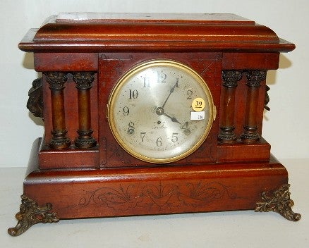 Seth Thomas Adamantine Mantle Clock w/Lions Heads