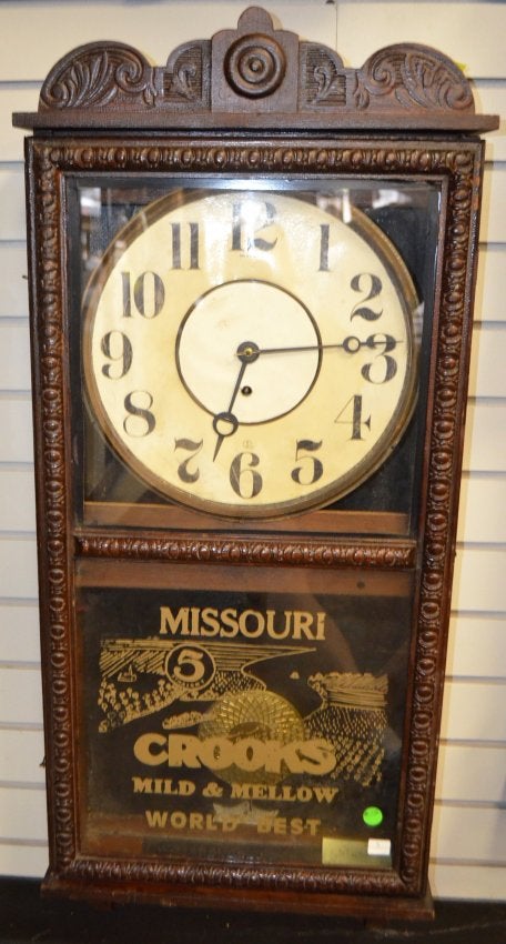 Antique Waterbury Store Regulator w/Advertising Clock