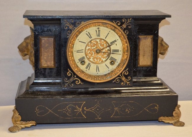 Antique Ansonia Metal Case Mantel Clock