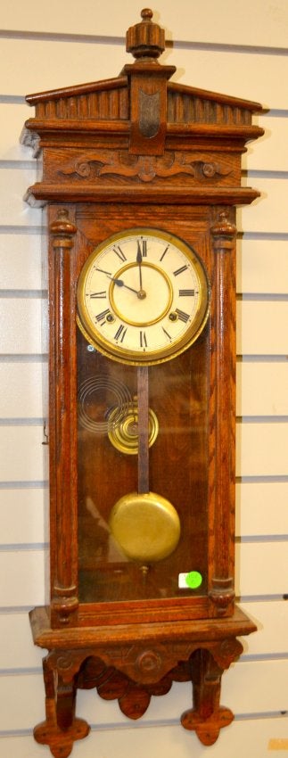 Antique Waterbury Oak Wall Regulator