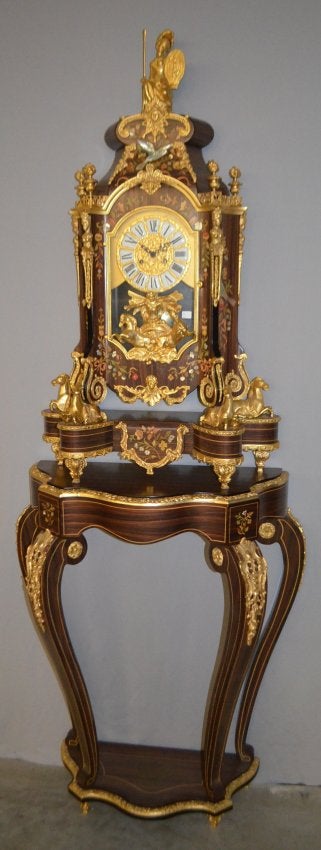 Highly Ornate French Boulle Style Clock on Table