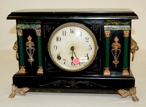 Sessions Black Mantle Clock W/ Lion Heads