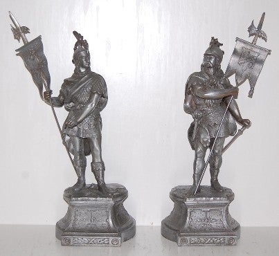 Pair of Nordic Warrior Clock Statues