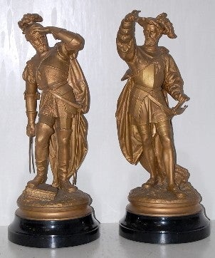 Pair of Cavalier Clock Statues