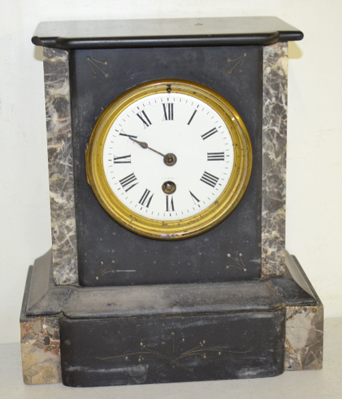 Antique French Slate and Marble Shelf Clock