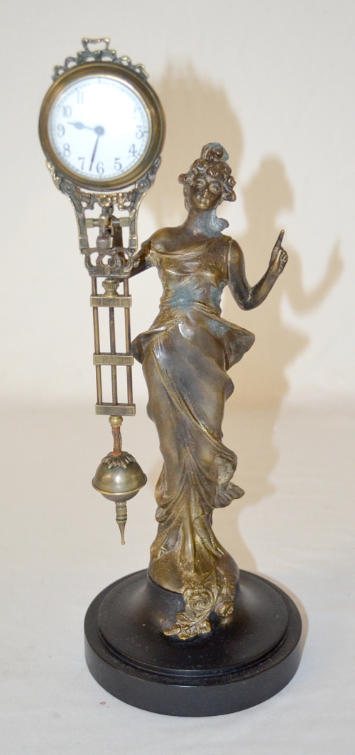 Antique Junghans Lady Statue Swinger Clock