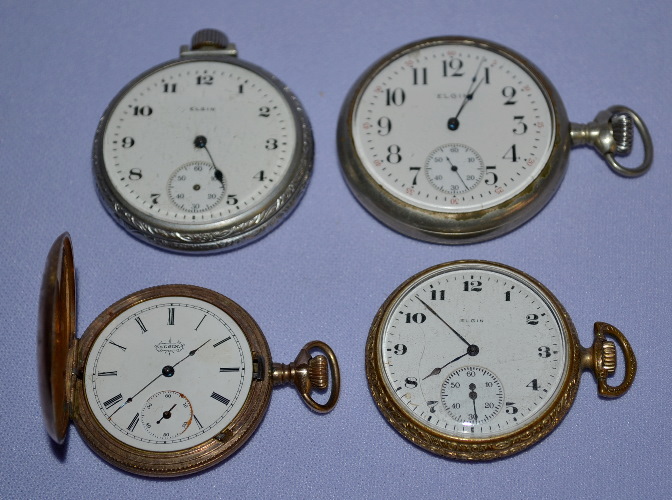 4 Antique Elgin Pocket Watches
