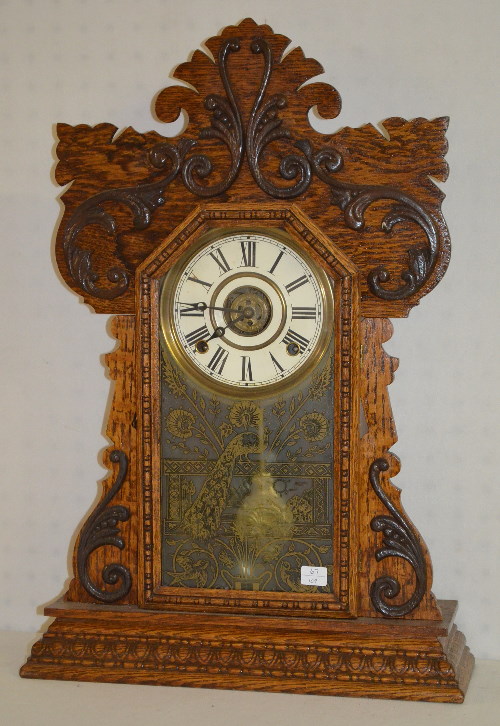 Antique Ingraham Oak Kitchen Clock