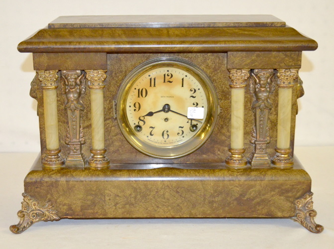 Antique Seth Thomas Gold Adamantine 4 Column Mantel Clock