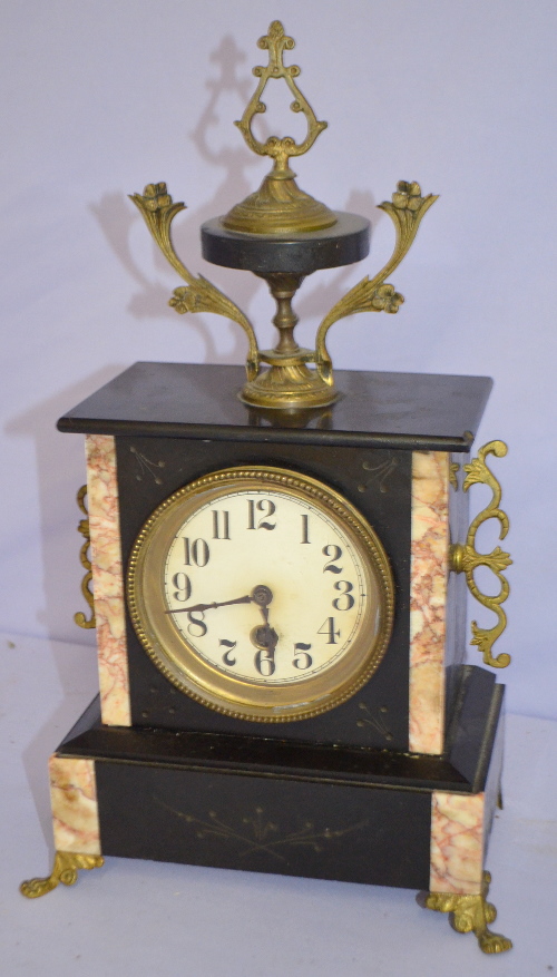 Antique French “XC” Slate and Marble Shelf Clock