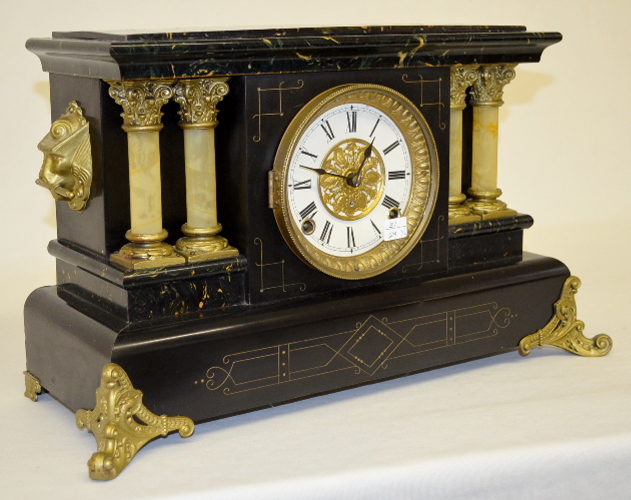 Antique Seth Thomas 4 Column Enameled Wood Mantel Clock