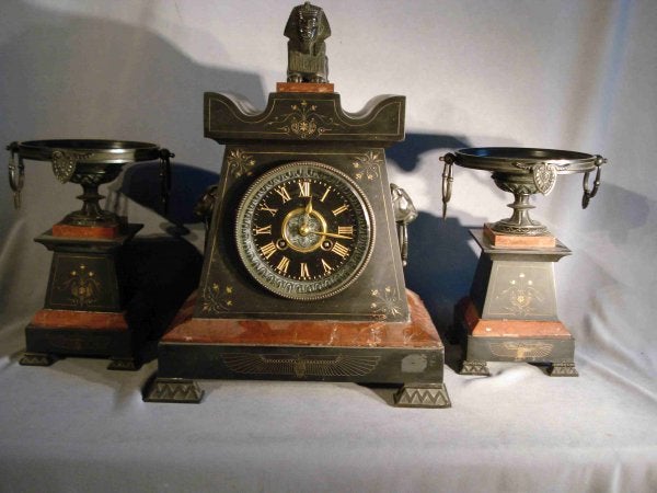 Egyptian revival  garniture clock set