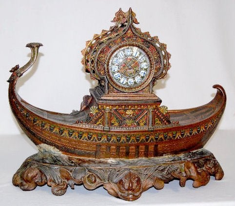 Vincenti & Cie 1855 Large Figural Ship Clock