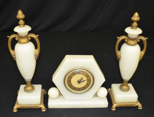 3 Piece Onyx Clock Set