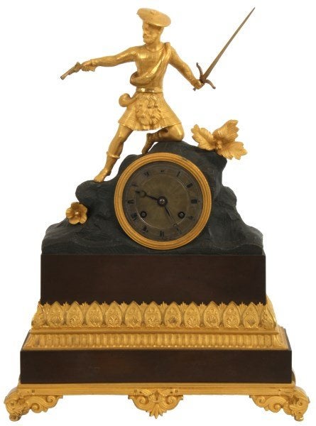 French Bronze Silk Thread Mantle Clock