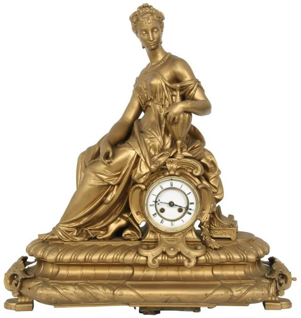 Large French Figural Spelter Clock