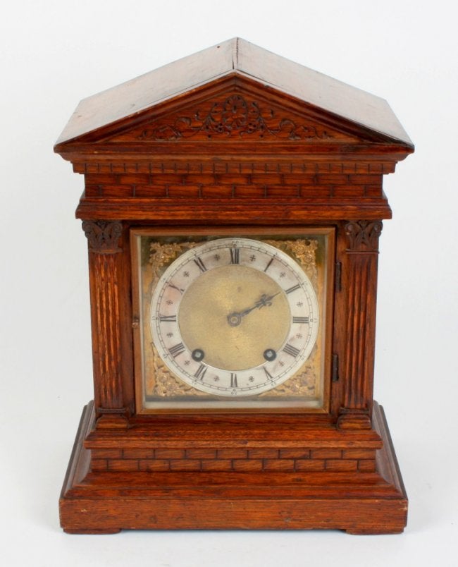 An oak cased bracket clock by Winterhalder & Hoffm