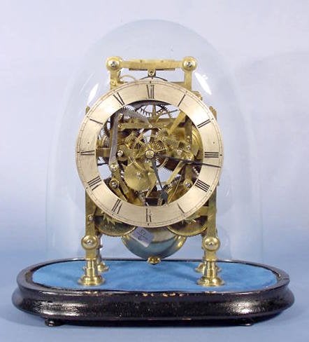 Brass Skeleton Clock with Dome